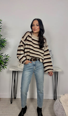 Jersey Rayas Multitonos Marrón
