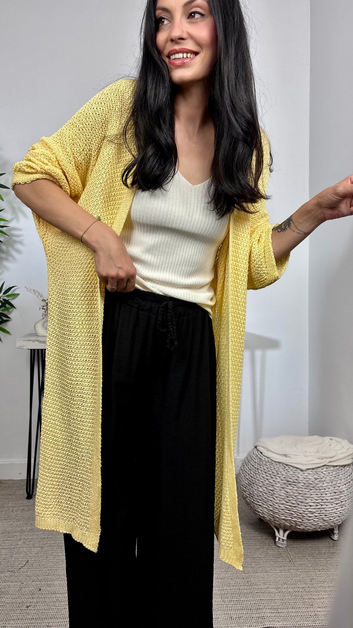 Cardigan Midi Amarillo