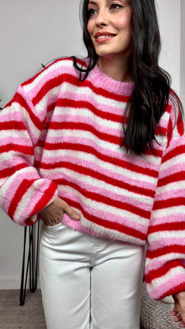 Jersey Rayas Multicolor Rojo