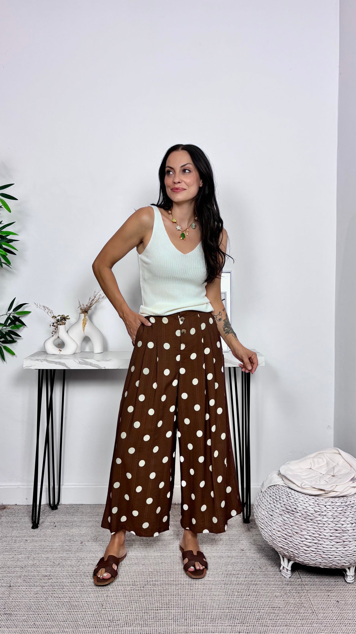 Pantalón Lunares Marrón