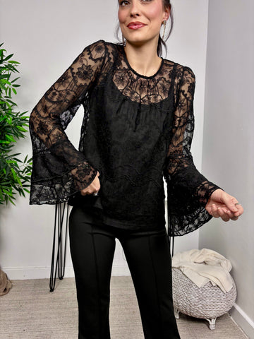 Blusa de Encaje con Top Interior