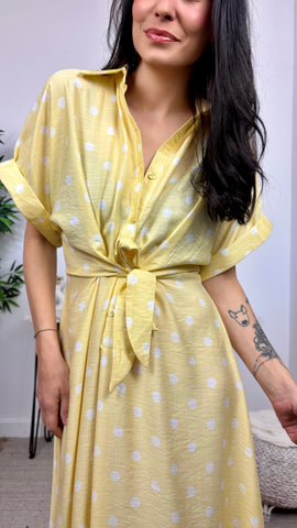 Vestido Nudo Lunares Amarillo