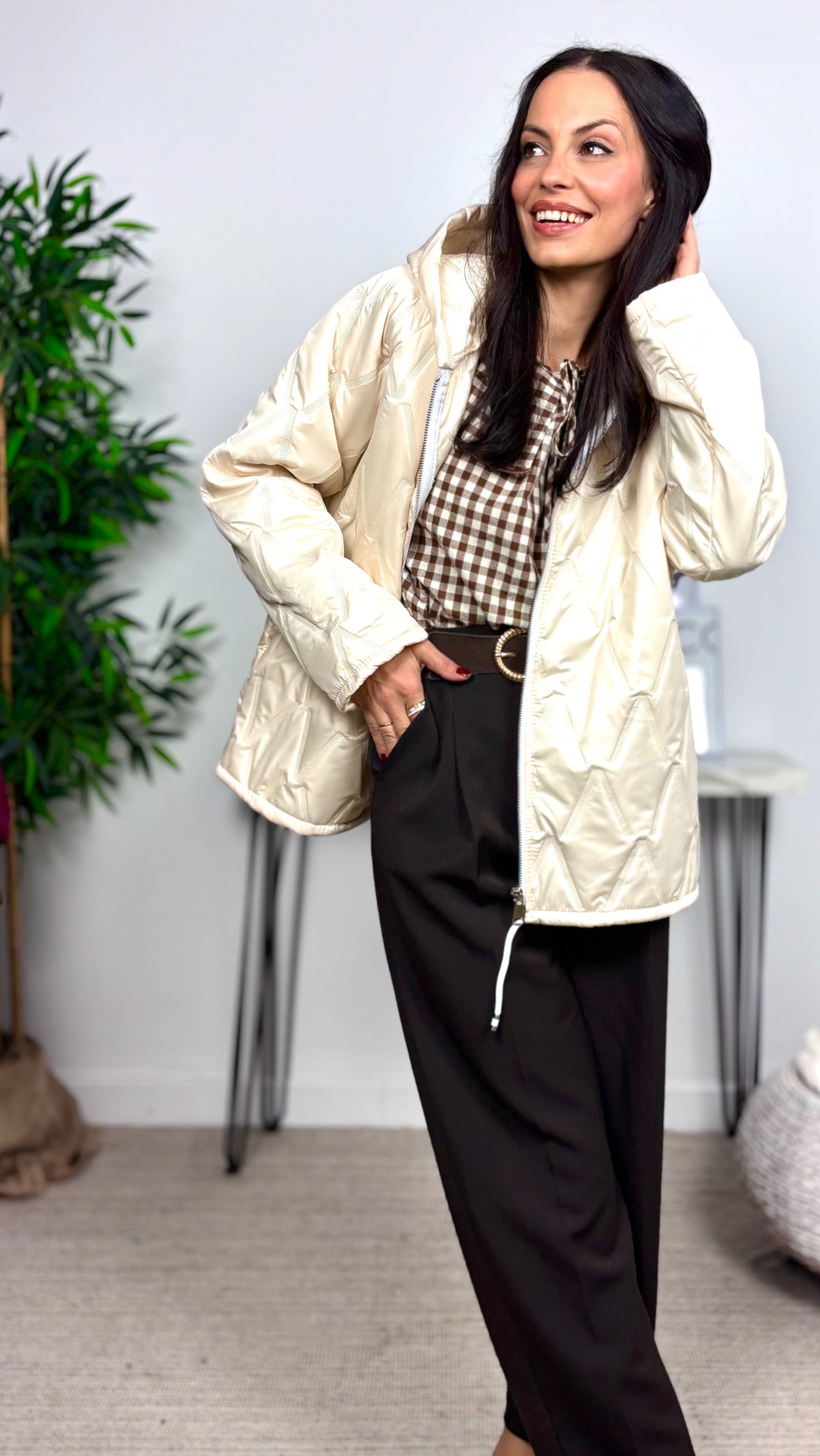 Cazadora Acolchada Corta Crudo