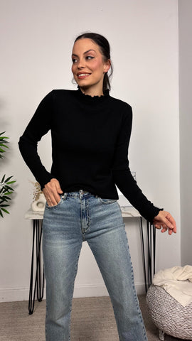 Jersey Basic Canalé Negro