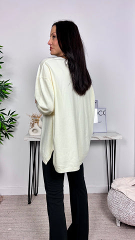 Jersey Strass Cuello Pico Crudo