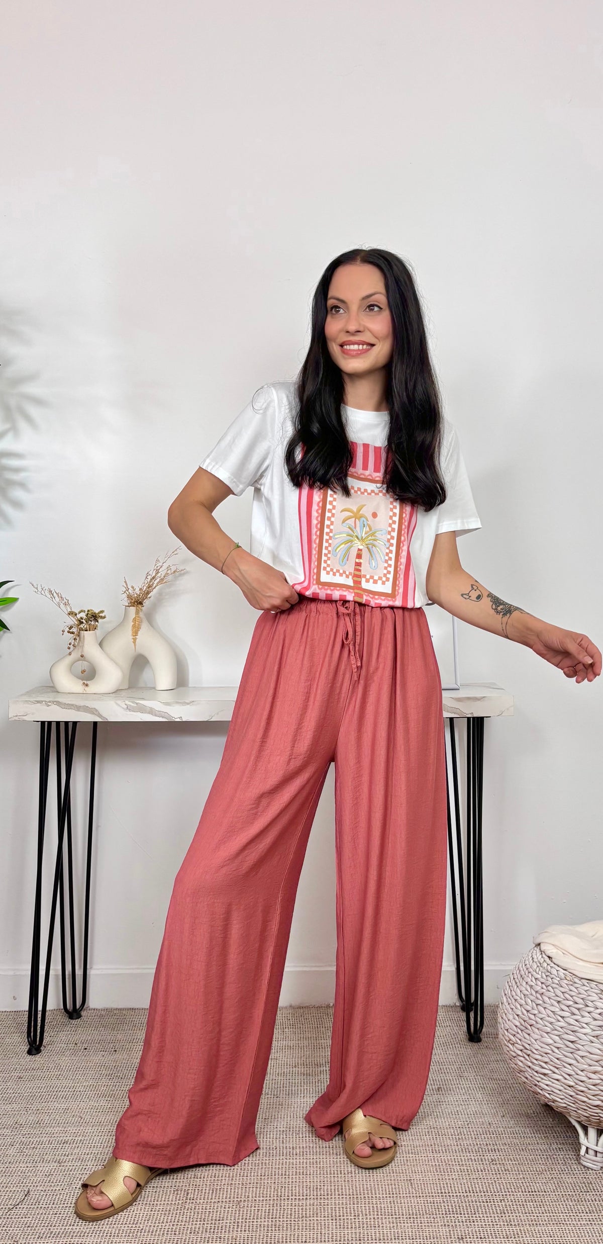 Pantalón Fluido Teja