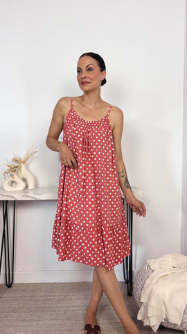 Vestido Topos Teja