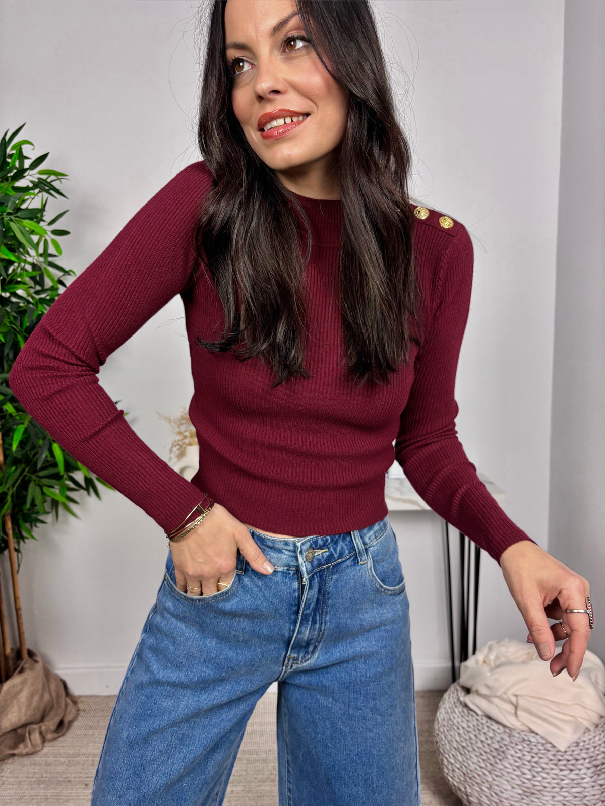 Jersey Botones Granate