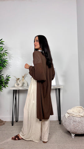 Cardigan Midi Marrón Chocolate