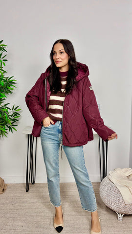 Cazadora Acolchada Corta Burdeos