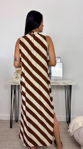 Vestido Rayas Marrón