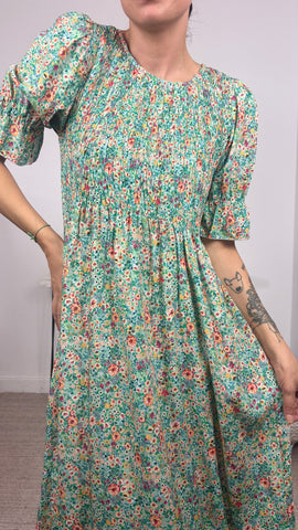 Vestido Estampado Midi Aguamarina