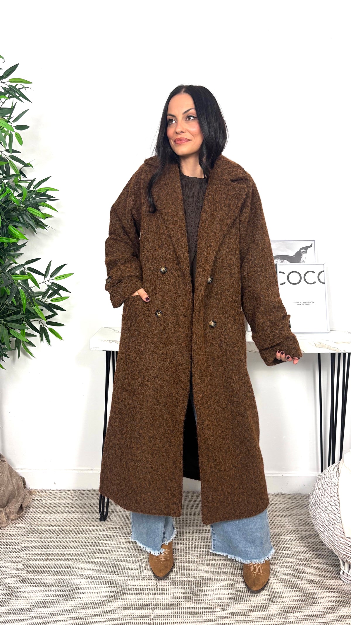 Abrigo Doble Botonadura Marrón