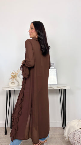 Blusa Volantes Larga Chocolate
