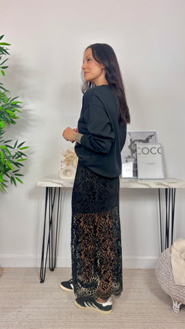 Falda Encaje Aterciopelada