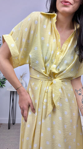 Vestido Nudo Lunares Amarillo