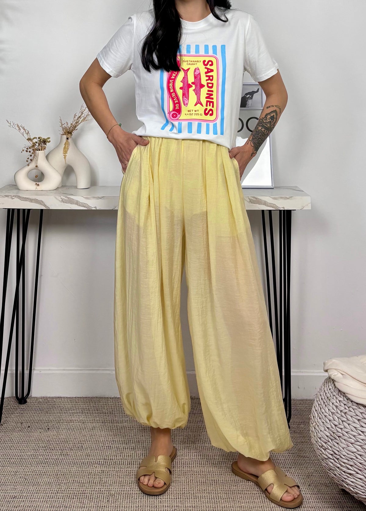 Pantalón Ballon Fluido Amarillo