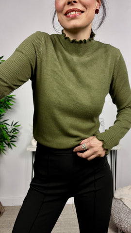 Jersey Basic Canalé Verde