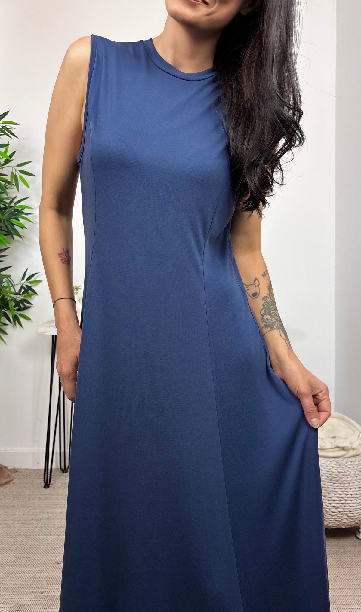 Vestido Evasé Azul Marino