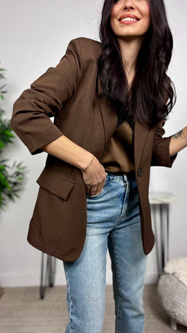 Blazer Mini Brillos Marrón
