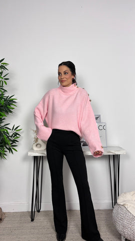 Jersey Botones Cuello Rosa