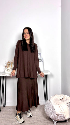 Falda Tablas Punto Marrón