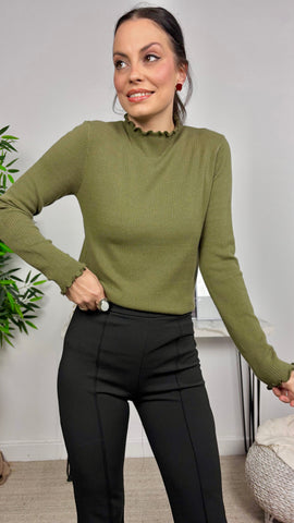 Jersey Basic Canalé Verde