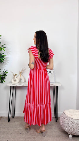 Vestido Rayas Rojo