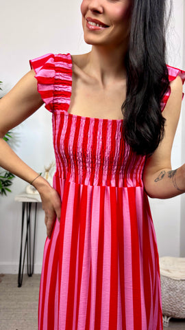 Vestido Rayas Rojo