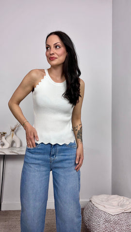 Top Canalé Ondas Blanco