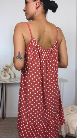 Vestido Topos Teja