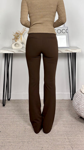 Pantalón Elástico Flare  Marrón