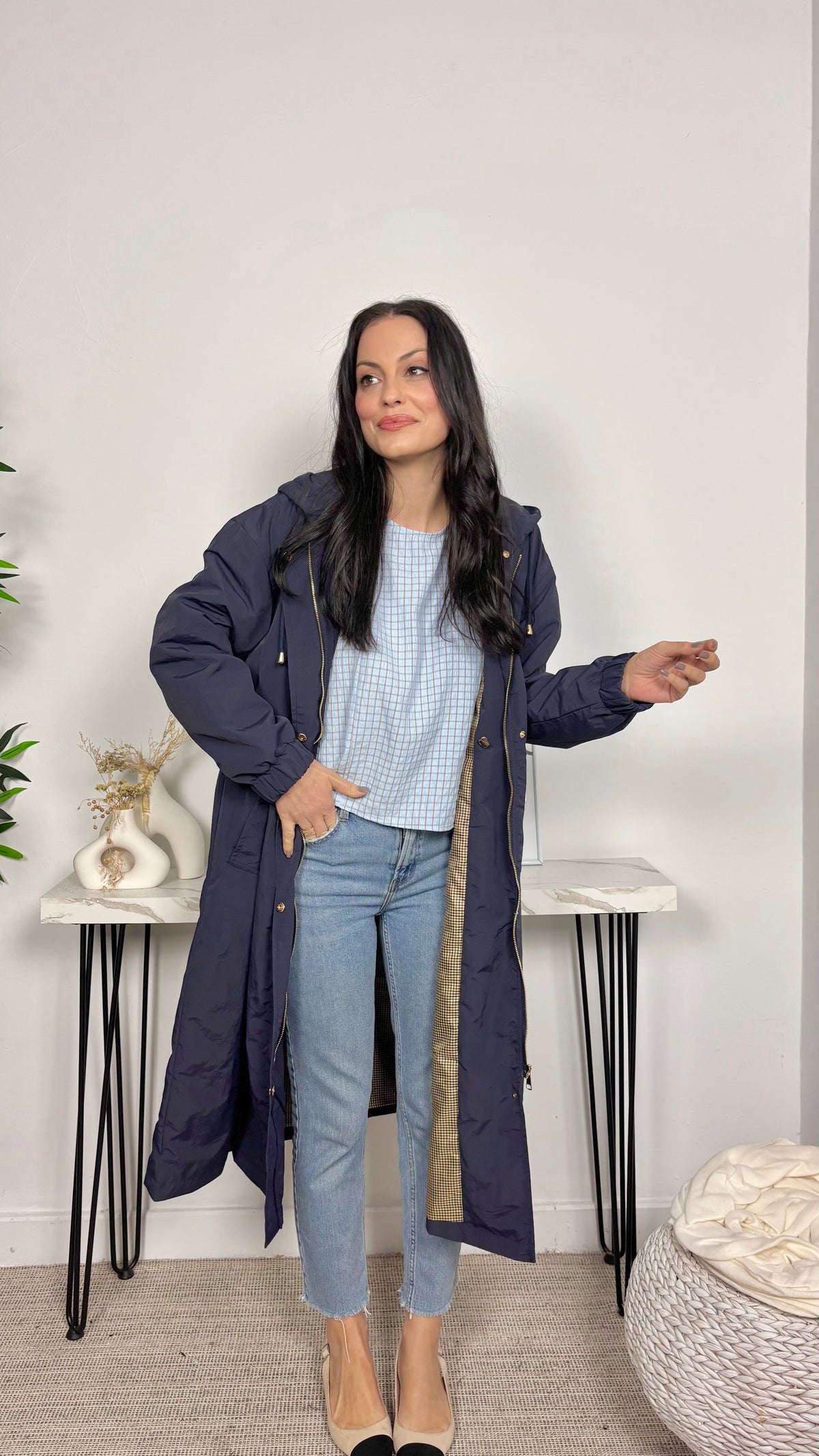 Parka Forro Vichy Marino