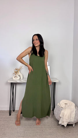 Vestido Tirante Cruzado Caqui