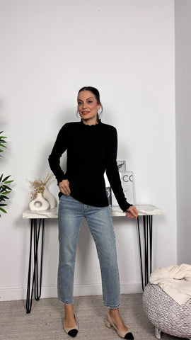 Jersey Basic Canalé Negro