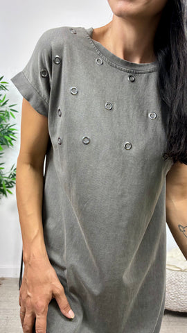 Vestido Eyelets Gris