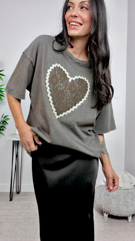 Camiseta Corazon Encaje