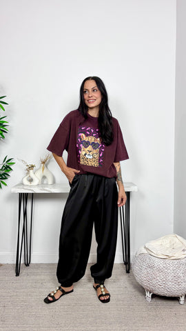 Camiseta Leopardo Granate Delavado