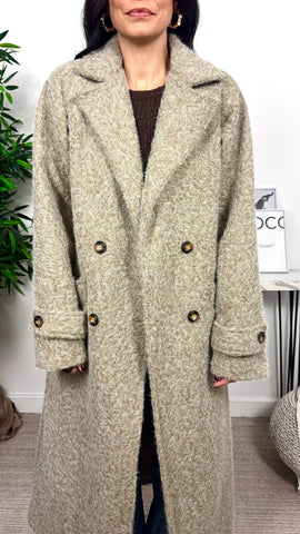 Abrigo Doble Botonadura Topo