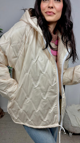 Cazadora Acolchada Corta Crudo