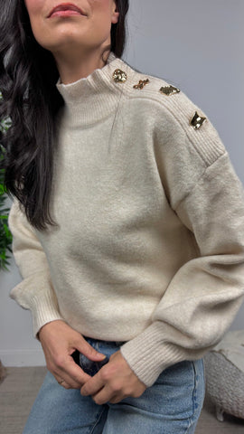 Jersey Botones Dorados Beis