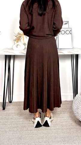 Falda Tablas Punto Marrón