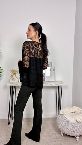 Blusa de Encaje con Top Interior