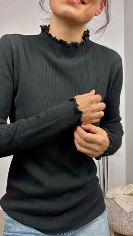 Jersey Basic Canalé Negro