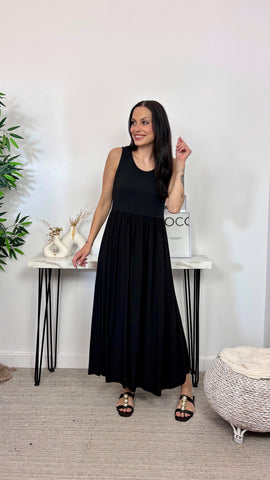 Vestido Basic Bimateria Negro