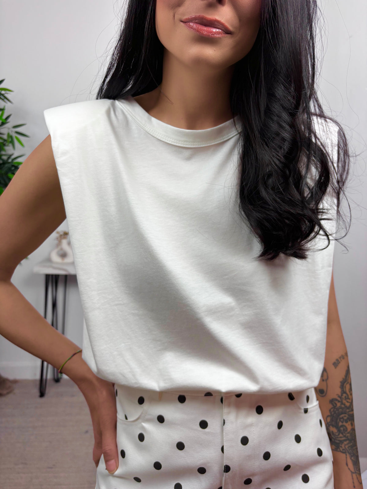 Camiseta Hombreras Blanco