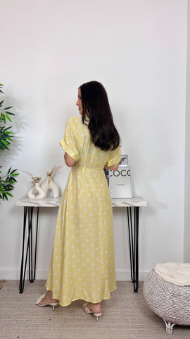 Vestido Nudo Lunares Amarillo