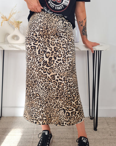 Falda Satinada Leopardo