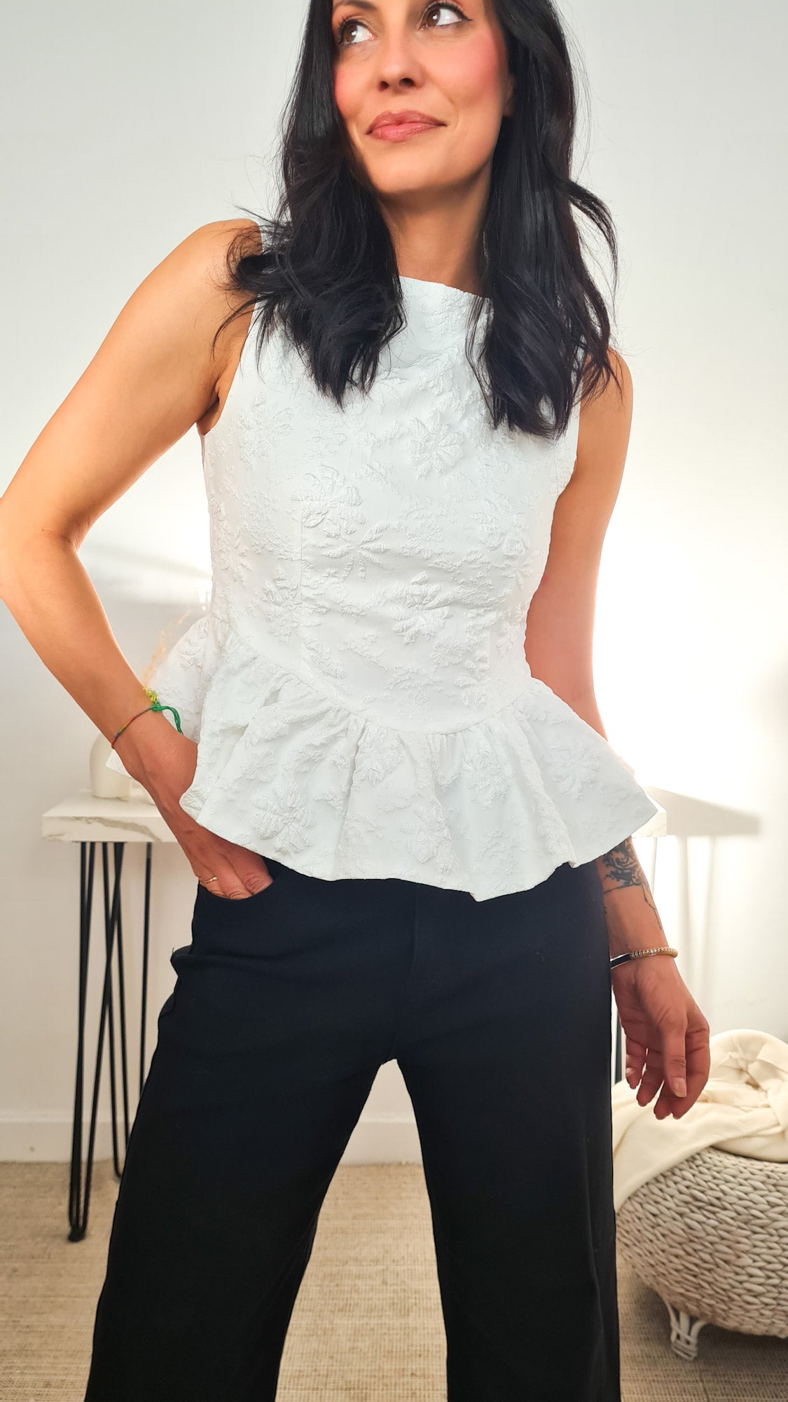 Top Peplum Blanco